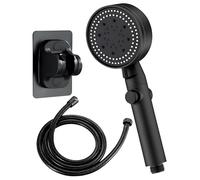 AGSYFFD High Pressure Shower Head with 5 Spray Modes, Handheld Showerhead for Low Water Pressure, Water Saving Powerful Jet, Includes 1.5m Reinforced Hose & Bracket - Chrome Black