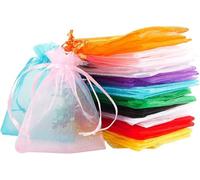 AGTEHBZ 120 Pcs Multicolored Organza Gift Bags, 8 * 10cm Small Mesh Organza Gift Bags with Drawstring, Clear Jewelry Pouches for Wedding Party Festival Game