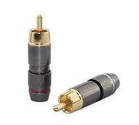 AGTEHBZ 2pcs Hi End RCA Male Plug Adapter, Audio Phono Gold Plated Solder Connector Wv-hfr4in1, Precise Audio Connections with Durable Solder Connectors