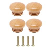 AGTEHBZ 4 Pcs Wooden Cabinet Knobs, Mushroom Drawer Knobs, Chest of Drawers with Screws 40mm, Natural Unfinished Wood Cupboard Round Knob Handle for Furniture Wardrobe Office