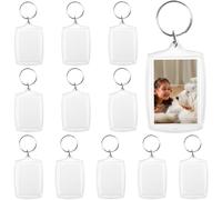 AGTEHBZ Photo Keyring 12 Pcs Double Sided Blank Picture Keychain Personalised Photo Key Fob Holder with Split Ring