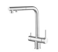 Agteruo 3 Way Kitchen Tap with Pull Out Hose Rotating Faucet 3 Way Water Filter Tap Kitchen Drinking Taps Sink Mixer Chrome