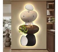 Agteruo 3D LED Clock Wall Art - Modern Abstract Stone Painting with Silent Operation, Energy-Efficient Lighting, 15.7x39.4in Bedroom/Office Decor(C,13.8" Lx31.5 W)