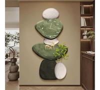 Agteruo 3D LED Clock Wall Art - Modern Abstract Stone Painting with Silent Operation, Energy-Efficient Lighting, 15.7x39.4in Bedroom/Office Decor(B,15.7" Lx39.4 W)