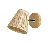 Agteruo Adjustable Bedside Wall Sconce Creative Bohemian Style Wall Light, Farmhouse Sconce Natural Rattan Woven Lampshade for Bedside House Reading Living Room Bedroom Corridor Lantern