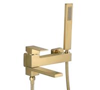 Agteruo Bath Mixer Taps with Shower Wall Mounted Brushed Gold Brass 90 Degree Swivel Tap Single Lever Shower Mixer Tap