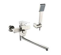 Agteruo Bath Shower Faucets Set, Bathtub Wall Mounted Faucet Water Mixer Tap with Hand Shower, Stainless Steel Bathroom Faucets,A (Size : B)