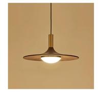 Agteruo Black Walnut Restaurant Bedroom Bedside Pendent Lamp Simple Creative Flying Saucer Hanging Light Solid Wood Cafe Nordic Copper Chandelier,Modern