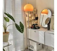 Agteruo Contemporary Floor Lamp Orange Glass Bauhaus Standing Lamp Mushroom Dome Shaped Art Deco Lamp Tall Mid-Century Modern Lamps for Living Room Bedroom - Silver Base