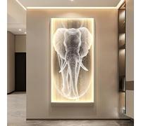 Agteruo Elephant Pictures Wall Decor，Wall Art Decor with Led Lights，Elephant Feng Shui Wall Art for Wisdom and Prosperity(50 * 100CM)