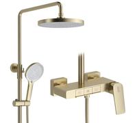 Agteruo Exposed Shower System, Modern BSS0337 Shower Head Set, Piano Key Design, 10"/255mm Round Shower Faucet Sets Complete, Handheld, Bathtub Faucet, 59A All Copper, Anti-corrosion