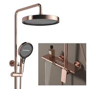 Agteruo Exposed Shower System, RSS0450 Modern Shower Head Set, Innovative Piano Key Design, 10"/255mm Round Shower Faucet Sets Complete, 4 Modes Handheld, Waterfall Bath Faucet, 59A Copper