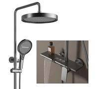 Agteruo Exposed Shower System, RSS0450 Modern Shower Head Set, Innovative Piano Key Design, 10"/255mm Round Shower Faucet Sets Complete, 4 Modes Handheld, Waterfall Bath Faucet, 59A Copper