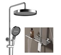 Agteruo Exposed Shower System, RSS0450 Modern Shower Head Set, Innovative Piano Key Design, 10"/255mm Round Shower Faucet Sets Complete, 4 Modes Handheld, Waterfall Bath Faucet, 59A Copper