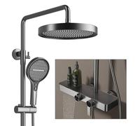 Agteruo Exposed Shower System, RSS0451 Modern Shower Head Set, 3 Functions Design, 10"/255mm Round Shower Faucet Sets Complete, 4 Modes Handheld, Waterfall Bath Faucet, Anti-corrosion