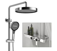 Agteruo Exposed Shower System, RSS0451 Modern Shower Head Set, 3 Functions Design, 10"/255mm Round Shower Faucet Sets Complete, 4 Modes Handheld, Waterfall Bath Faucet, Anti-corrosion