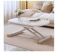 Agteruo Foldable Dining Table, Multi-Function Wooden Lift Top Coffee Table Convertible To Dining Table For Small Space, Height Adjustable Metal Legs Space Saving(Size:90x60cm)