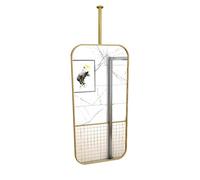 Agteruo Gold Metal Frame Mirror, Ceiling Mounted Hanging Rod Large Square Mirror, Bathroom Vanity Rectangular Wall Decor (Size : 40cmx60cm)