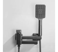 Agteruo Modern Bath Mixer Tap with Shower Waterfall Bathroom Tub Tap Bath Tap with Hand Shower Gun Grey Wall Mounted Copper Shower Mixer Tap Single Lever Mixer Tap