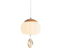 Agteruo Modern Farmhouse Nordic Pendant Light Minimalist Log Style Hanging Lamp with Crystal Accent Adjustable Height Chandelier Fixture for Bedroom Dining Entryway