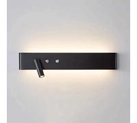 Agteruo Modern LED Wall Sconces with Adjustable Reading Light for Bedroom Nordic Minimalist Wall Lighting Fixtures in Black Simple Bedside Wall Lamps for Contemporary Home Decor