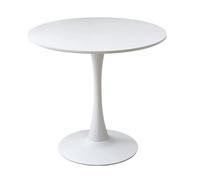 Agteruo Modern White Round Tulip Table Kitchen Dining Table Wood Table Mid Century Coffee Table For Living Room 2-4 Person(Size:50cm,Color:White)