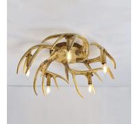 Agteruo Resin Antler Ceiling Light Fixture Rustic Farmhouse Semi Flush Mount Light Retro Candle Flush Mount Ceiling Light Brown 5 Lights Faux Deer Horn Ceiling Lamp Cabin Lodge Lighting