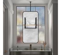 Agteruo Square Ceiling Hanging Mirror, Bathroom Vanity Mirror | Bedroom and Living Room Decoration Mirrors with Black Metal Frame and Boom - Boom can be customized (Size : 50cmx70cm)