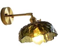 Agteruo Water-Ripple Glass Brass Wall Sconce Hardwired Gold Modern Wall Light Fixture Adjustable Arm Clear Glass Green Glass Wall Mounted Lamp for Bedroom Living Room Indoor Farmhouse Hallway(Green)