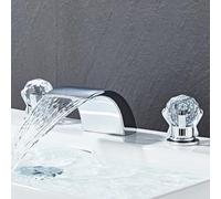 Agteruo Waterfall Basin Mixer Tap Chrome Basin Taps Mixer Waterfall Bathroom Sink Tap Double Lever Taps for Bathroom Basin Hot and Cold