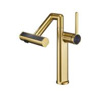 Agteruo Waterfall Bathroom Sink Faucet, 1080° Rotation RF0307 Modern Single Lever Basin Faucet, 2 Modes Basin Mixer Tap with 2 Supply Hose, Bathroom Sink Tap (Optional Height)