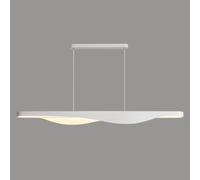 Agteruo White Long Pendant Lamp, Linear Metal Hanging Lamp with Acrylic Lampshade, Dining Room Lighting Suspension Lamps, Modern LED Chandelier - 3 Color Mode, Nordic Simple Island Lights