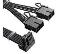 Agtray 4070Ti PCIe 5.0 GPU Power Extension Cable 90 Degree Angle, 12VHPWR 16Pin(12+4) to 2x8Pin Male to Female Sleeved Extender Cord Compatible for GeForce RTX 4070Ti 4070 5080 5070Ti (12.8in, Black)