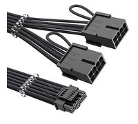 Agtray RTX 4070Ti PCIe 5.0 GPU Power Extension Cable, 12VHPWR 16Pin(12+4) Male to 2x8Pin Female 16AWG Sleeved Extender Cord Compatible for GeForce RTX 4070Ti 4070 5090 5080 5070Ti (13.3in, Black)