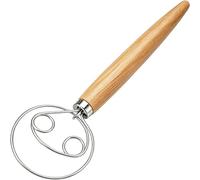 agttete Danish Dough Whisk Dutch Style Mixer with Stainless Steel Dough Hook and Wooden Handle for Sourdough Bread Making Whisking Tools and Supplies,Bread Whisk 13 Inch