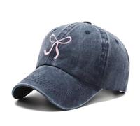 Agturber Bow-Tie Baseball Cap for Women Vintage Washed Cotton Adjustable Distressed Embroidered Dad Hat