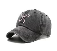 Agturber Bow-Tie Baseball Cap for Women Vintage Washed Cotton Adjustable Distressed Embroidered Dad Hat