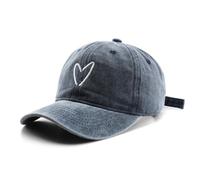 Agturber Distressed Baseball Cap for Women Vintage Washed Cotton Heart Embroidered Adjustable Dad Hat, Blue, One size