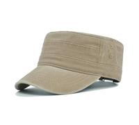 Agturber Unisex Cadet Army Cap Vintage Washed Cotton Military Hat Adjustable Flat Top Baseball Cap