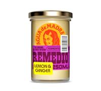 Agua de Madre Remedio Lemon & Ginger Fermented Tea Infusion, 250ml Jar | Made with live water kefir grains, drink hot or iced, source of vitamin C, caffeine free, vegan, female founded, B Corp