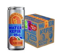 Agua de Madre Sparkling Water Kefir Drink, Blood Orange, 24 x 250ml Cans | Naturally fermented live cultures, dairy free, gluten free, low calorie, vegan, no artificial sweeteners or colours