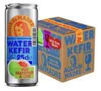 Agua de Madre Water Kefir Drink, Pink Grapefruit & Lime, 12 x 250ml Cans | Sparkling, naturally fermented live cultures, dairy free, gluten free, low calorie, vegan, no artificial sweeteners