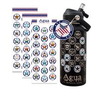 AguaTrek National Parks Water Bottle with Stickers, Leakproof Insulated Water Bottle with Straw and Spout Lid, 63 Waterproof Stickers for Water Bottle, Luxury Box for National Park Gifts (Black)