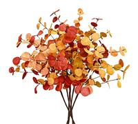 Agusbagli 6 Pcs Artificial Eucalyptus Leaves 28'' Tall Fall Flowers Leaf Greenery Stems Autumn Decorations for Home Wedding Centerpieces Thanksgiving Floral Arrangements