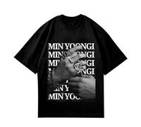 Agust-D SUGA T-shirt Min Yoon Gi K-pop Tshirts For Fans Men Women(Color:Black-a,Size:XL)