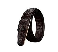 AGUTALITHIC Alligator Backbone Skin Pattern Embossed Leather Belt Strap for Men, Handmade Crocodile Head Engraved Snap Buckle(105cm/41, Brown)