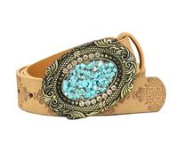 AGUTALITHIC Femme Ceintures à Pression Vintage Western En Relief Sangle De Taille Cowgirl Boucle Gravée Avec Strass Pour Jeans, Pantalons, Robes(100cm/39, J)