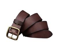 AGUTALITHIC Handmade Cowhide Full Grain Real Leather Belt 1.5"(38mm) Strap Heavy Duty Solid Brass Single Prong Square Buckle(100cm/39, Coffee)