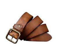AGUTALITHIC Handmade Cowhide Full Grain Real Leather Belt 1.5"(38mm) Strap Heavy Duty Solid Brass Single Prong Square Buckle(105cm/41, Brown)