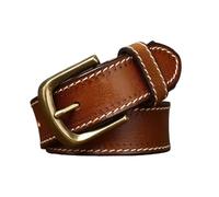 AGUTALITHIC Handmade Stitched Cowhide Leather Men Belt 1.50" Strap with Heavy Duty Solid Brass Buckle for Work, Casual, Dress(115cm/45, Brown)